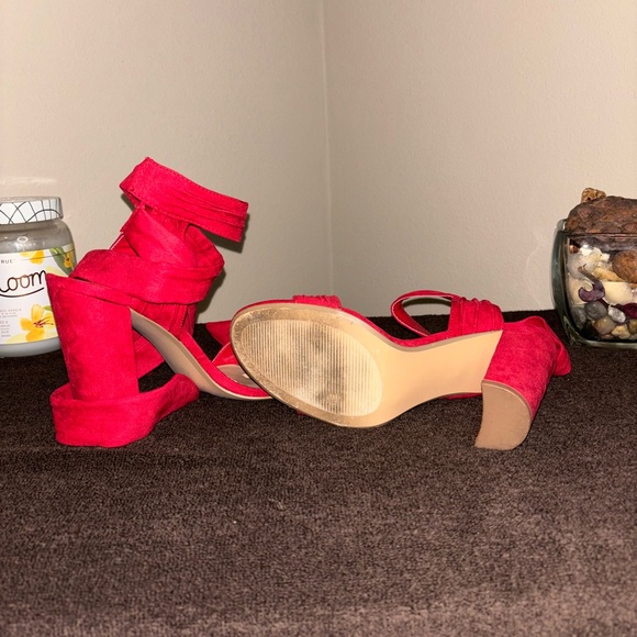 Sexy red sandals with tie; sleek & sassy; cute & comfortable. - Picture 14 of 14